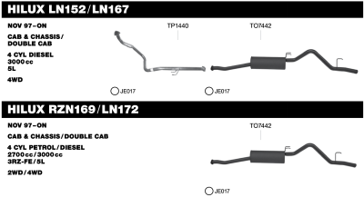 Toyota HiLux 1997 - On 2WD / 4WD Rear Muffler