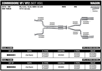 Commodore VF V8 Sdn / Wgn 76mm Pacemaker System