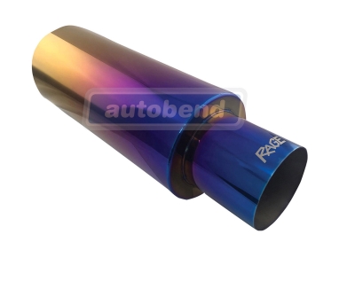 Rage Stainless Rear Muffler (Blue Flame) 63mm inlet 101 tip