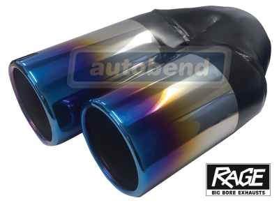 Stainless Exhaust Tip - 2 x 76mm Blue Flame Tips