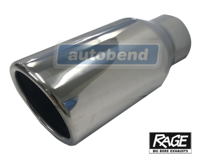 Stainless Exhaust Tip -  Angle Cut Rolled In 76mm OD