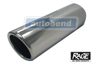 Stainless Exhaust Tip -  Angle Cut Rolled In 63mm OD