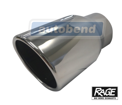 Stainless Exhaust Tip -  Angle Cut Rolled In 76mm OD