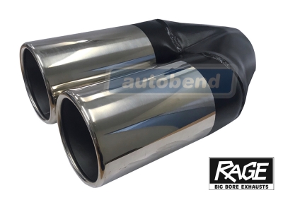 Stainless Exhaust Tip - Dual Straight Cut 2 x 76mm OD