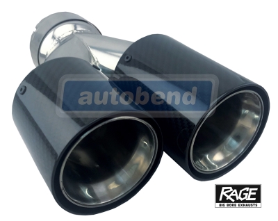 Rage Carbon Dual Exhaust Tip -76mm inlet twin 88mm tips