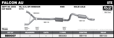 Ford Falcon AU Ute V8 76mm Cat Back Pack