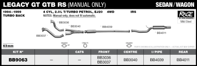 Subaru Legacy 1994 - 1999 2.0L Twin Turbo 63mm Kitset