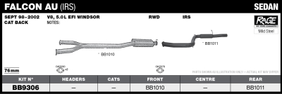 Ford Falcon AU Sedan 5.0L V8 76mm Rage Cat Back System