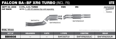 Ford Falcon BA / BF XR6 Turbo Ute 63mm Twin Cat Back System