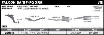 Ford Falcon BA /BF / FG XR6 Ute 63mm Head Back System