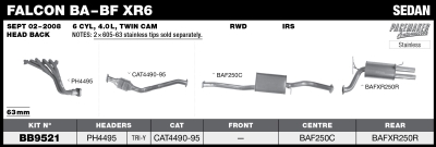 Ford Falcon BA / BF XR6 Sedan 63mm Head Back System