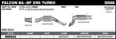 Ford Falcon BA / BF XR6 Turbo Sedan 63mm Dual System