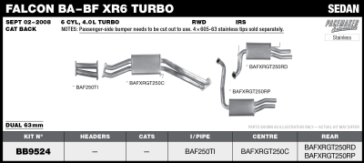 Ford Falcon BA / BF XR6 Turbo Sedan 63mm Dual System