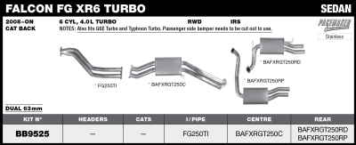 Ford Falcon FG XR6 Sedan 63mm Twin Rear Muffler System