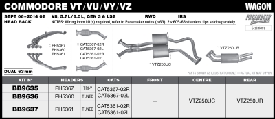 Commodore VT -VZ V8 Ute / Wgn 76mm Cat Back System