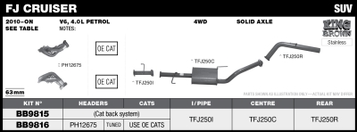 Toyota LandCruiser FJ 2010 - On 4.0L V6 - 63mm with Headers