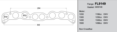Ford 1200 1300 1400 1500cc 1964 - On Header Flange