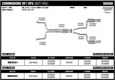 Commodore VF V8 Sdn / Wgn 76mm Pacemaker System