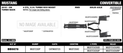 Ford Mustang Convertible 2015 -2017 2.3L 63mm Turbo Back