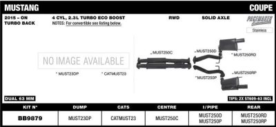 Ford Mustang Coupe 2015 -2017 2.3L 63mm Turbo Back