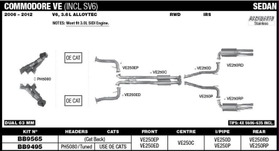 Commodore VE V6 Sdn / Wgn 63mm Head Back System