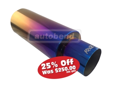 Rage Stainless Rear Muffler (Blue Flame) 63mm inlet 101 tip