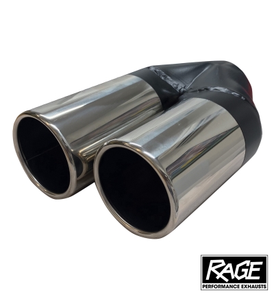 Stainless Exhaust Tip - Dual Staggered Cut 2 x 76mm OD