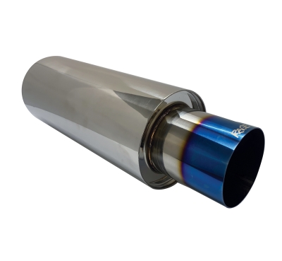 Rage Stainless Rear Muffler -63mm inlet 101mm Blue Flame tip