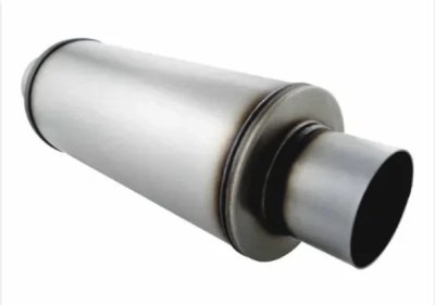 Round Stainless Muffler 355mm Long 88mm In / Out