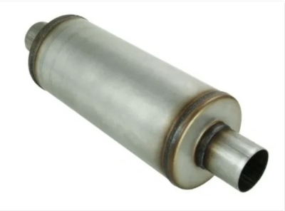 Round Stainless Muffler 350mm Long 63mm In / Out